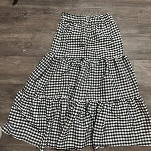 Topshop Black and White Gingham Maxi Skirt